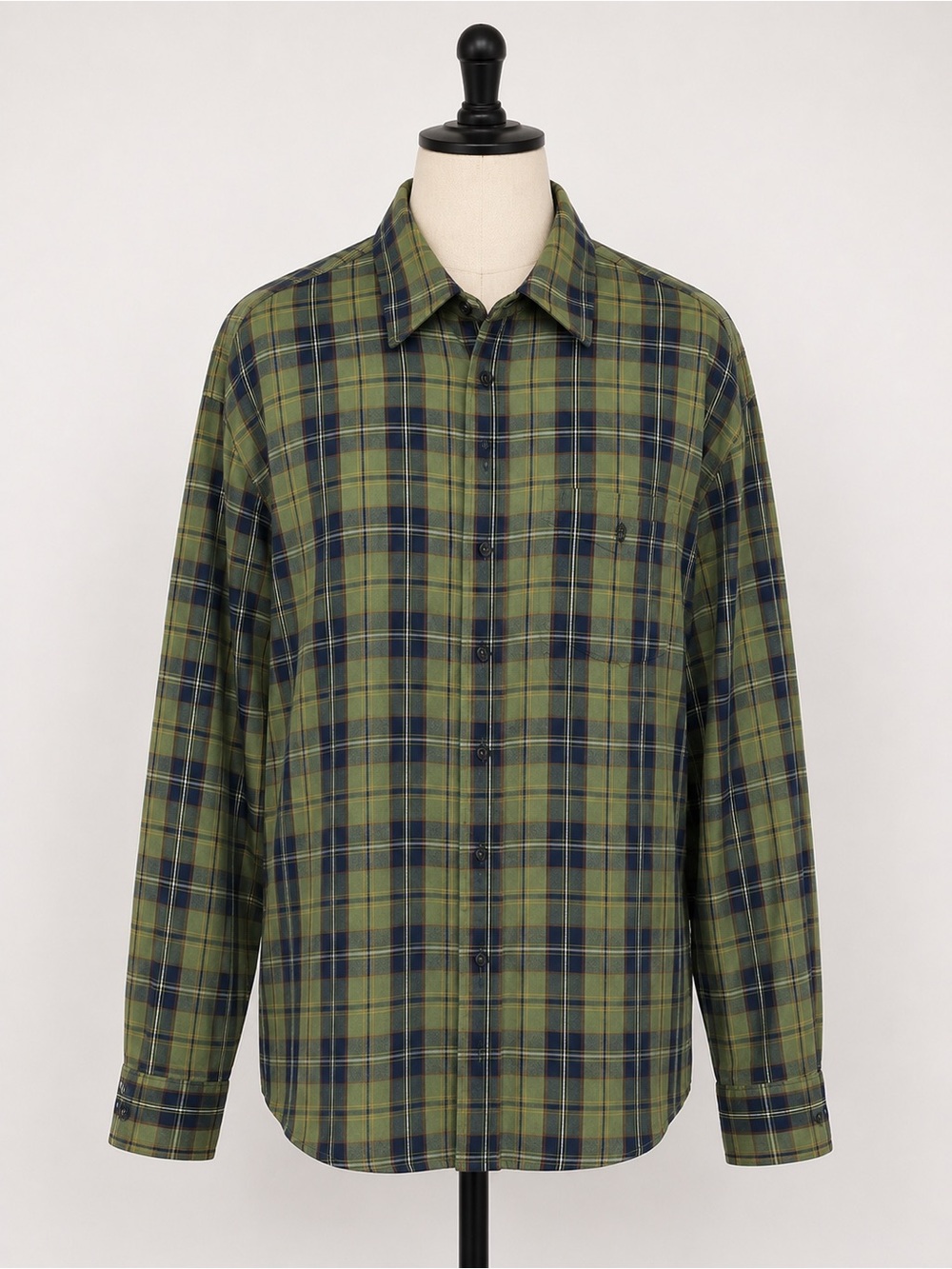 Arrow Olive & Navy Plaid Long-Sleeve Button-Down Shirt